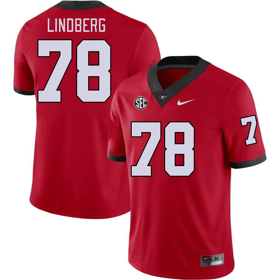 Georgia Bulldogs #78 Chad Lindberg College Football Jerseys Stitched-Red